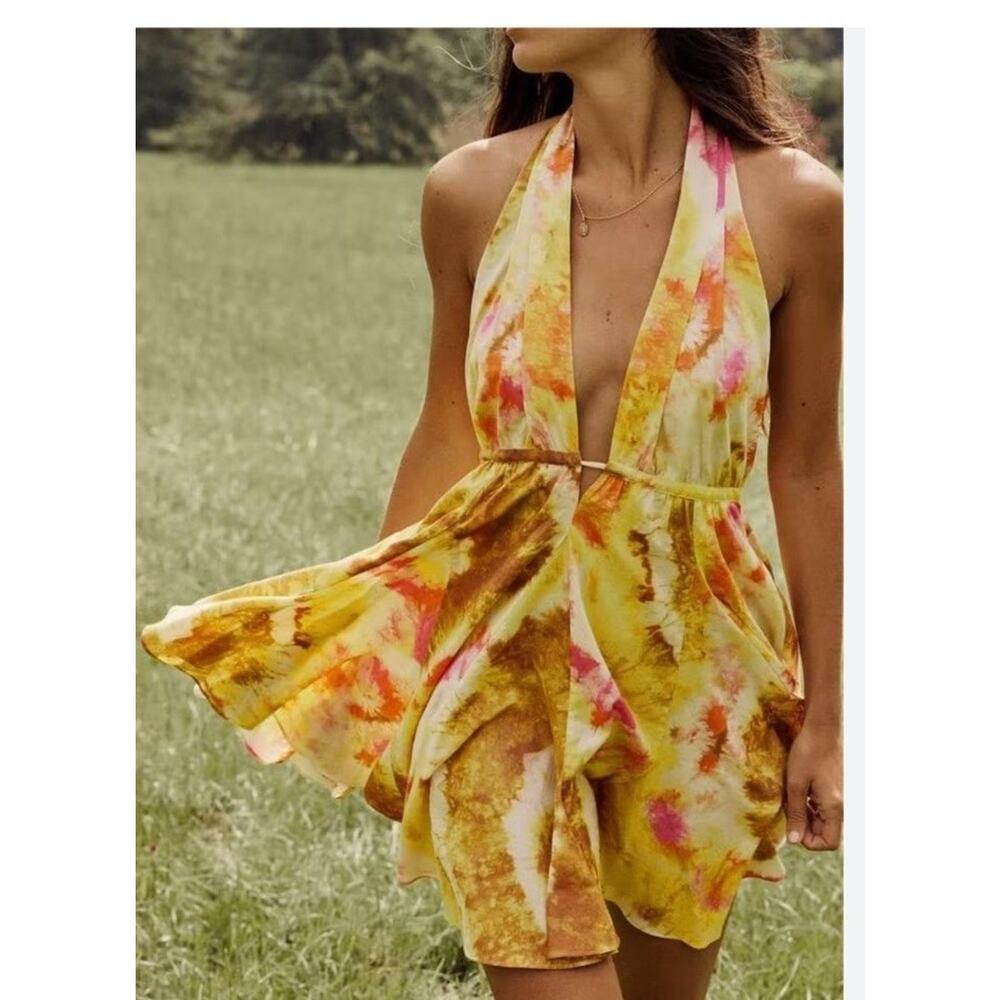 Zara Summer Dress Boho Med So Cute Backless Halter Influencer Favorite